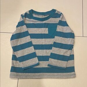 First Impressions Teal and Gray Striped Long Sleeve Tee